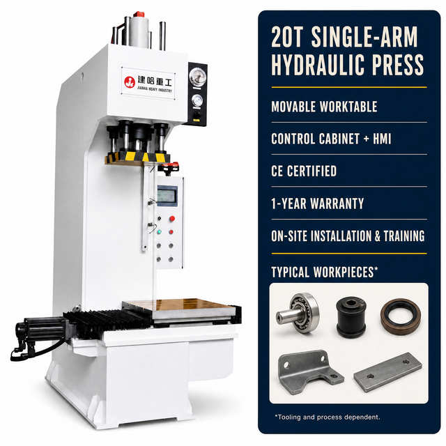 JIANHA 20T C-Type Hydraulic Press with Movable Worktable, HMI Control, CE Certification and On-Site Training